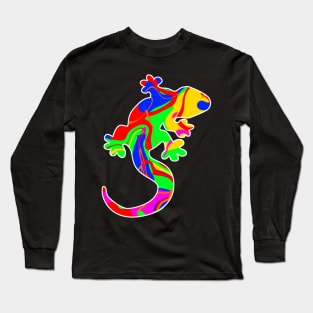 Colorful surreal psychedelic lizard king VII Long Sleeve T-Shirt